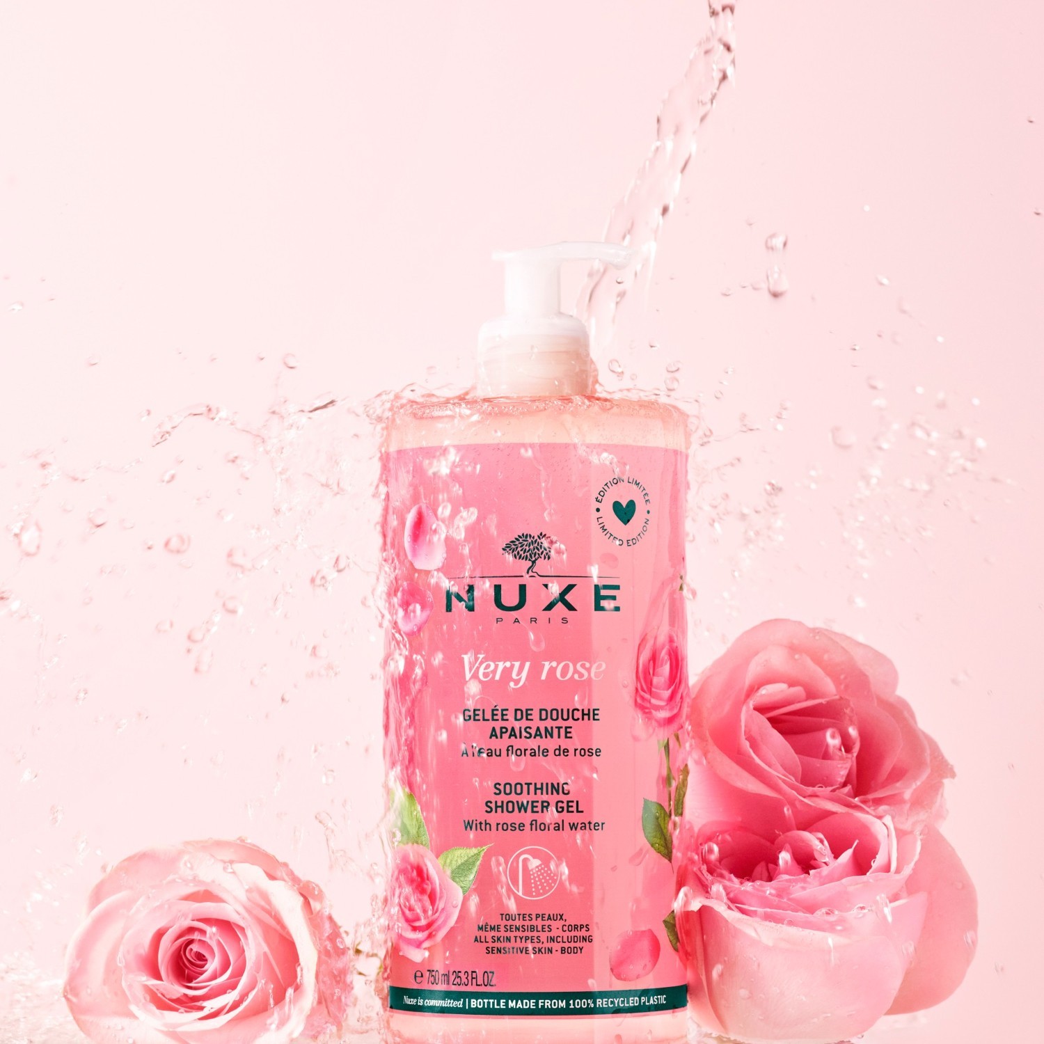 NUXE pomirjujoči gel za prhanje z vonjem vrtnice - 750 ml