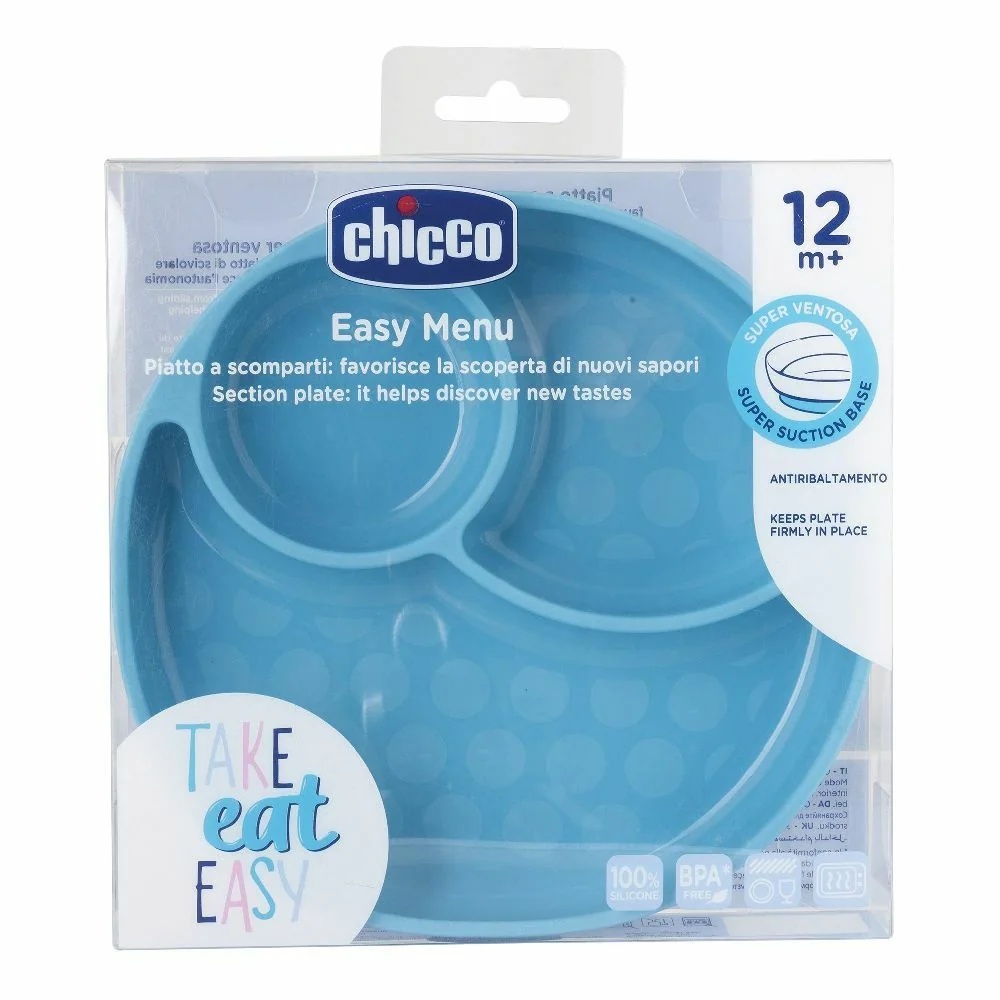 CHICCO Silikonteller mit Saugnapf blau