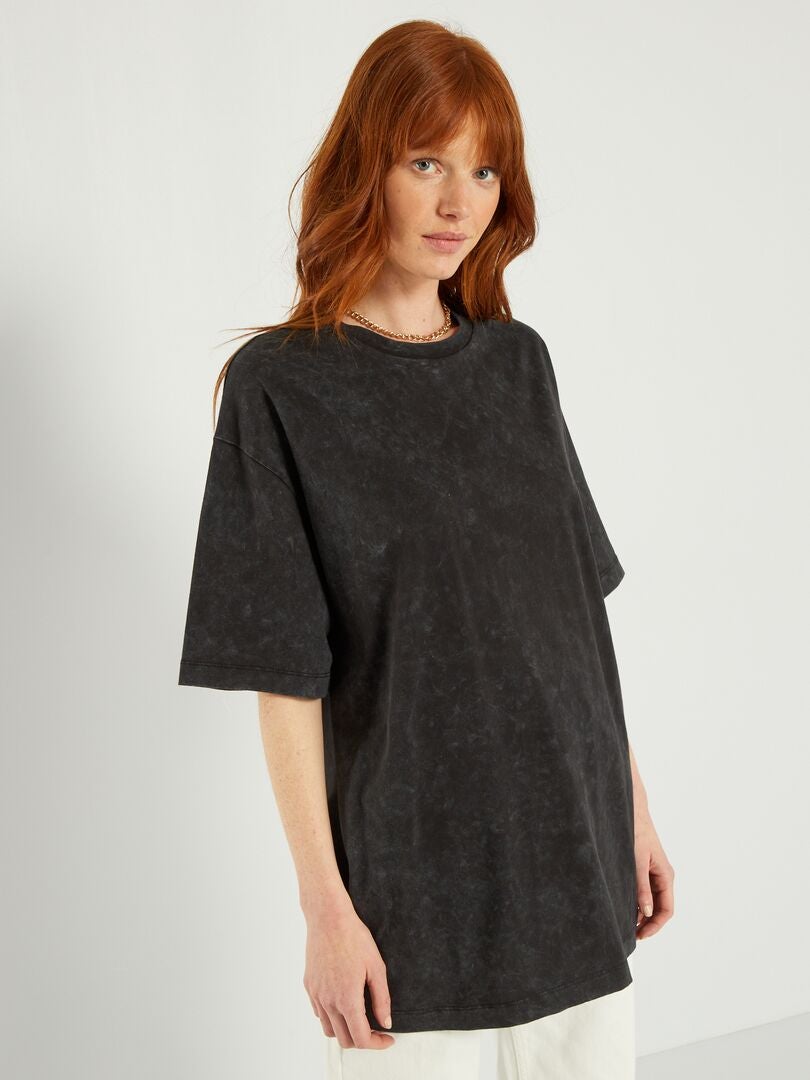 Oversized katoenen T-shirt - Zwart