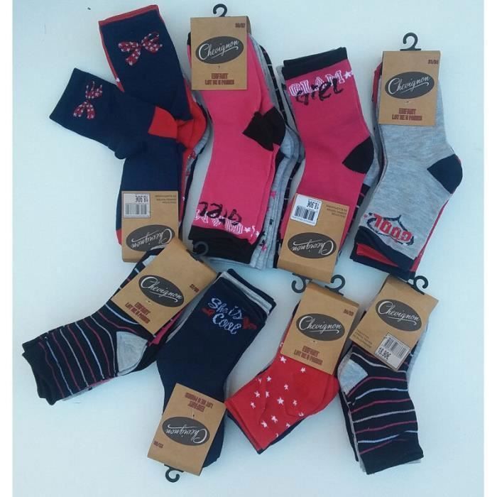Calcetines para niña - CHEVIGNON - Cómodos - Paquete de 10 pares - Multicolor - Blanco