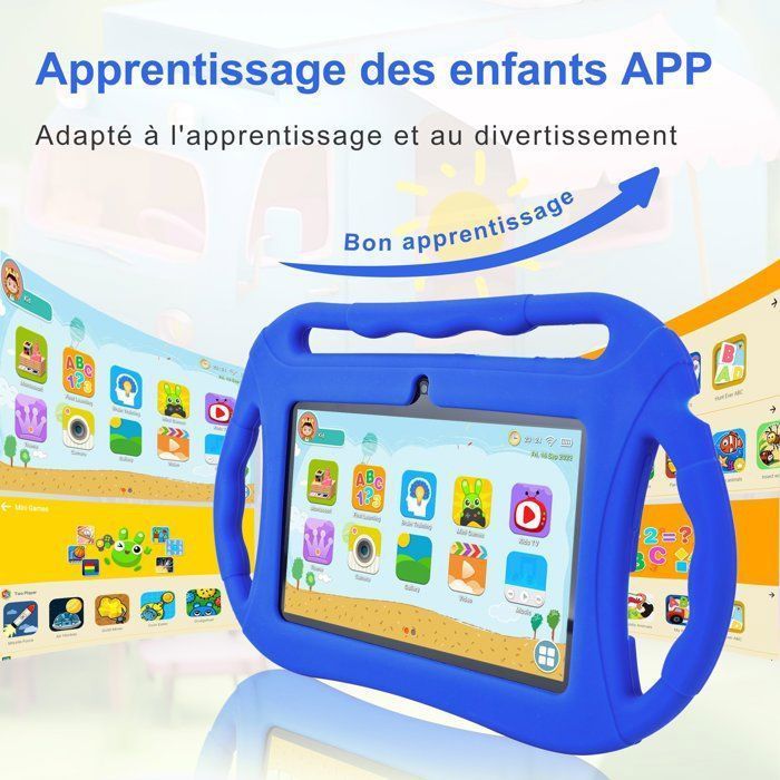 Veidoo Tablette pour Enfants 7 Pouces, Tablette Android PC, 2Go+32Go, 1024*600 Écran Tactile HD, WiFi Tablette Éducative -Bleu Foncé