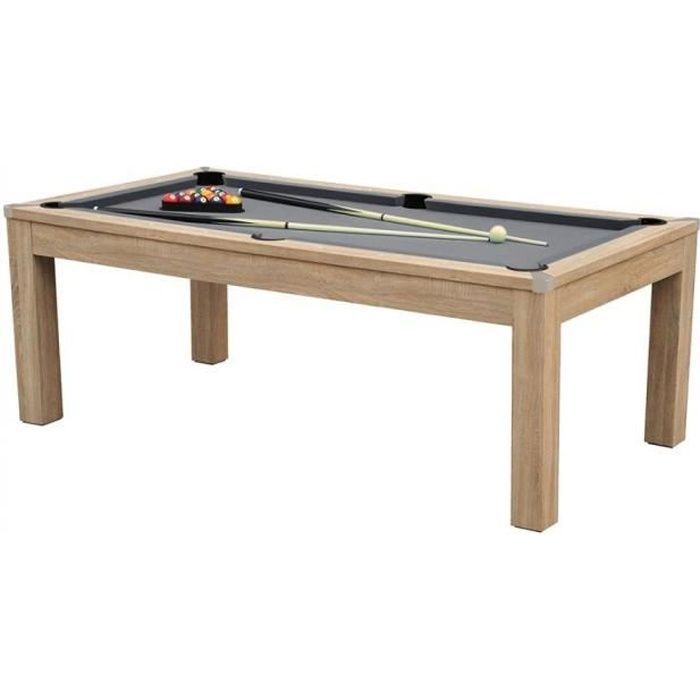 Meyer TableBillard - 6FT Convertible Dining Table/Billiard Table - Beech - Grey Cloth - 183 x 103 x 80.5 cm