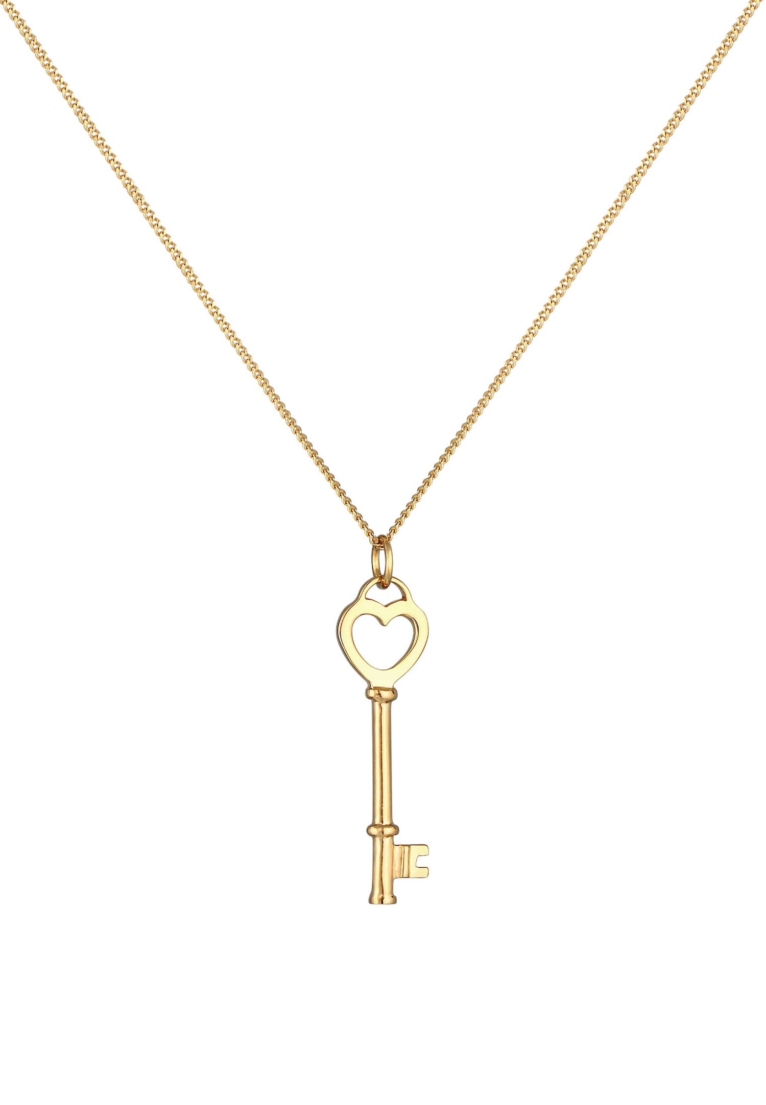 Elli Pendentif de clé pour femme - Symbole d'amour du cœur en argent sterling 925 plaqué or