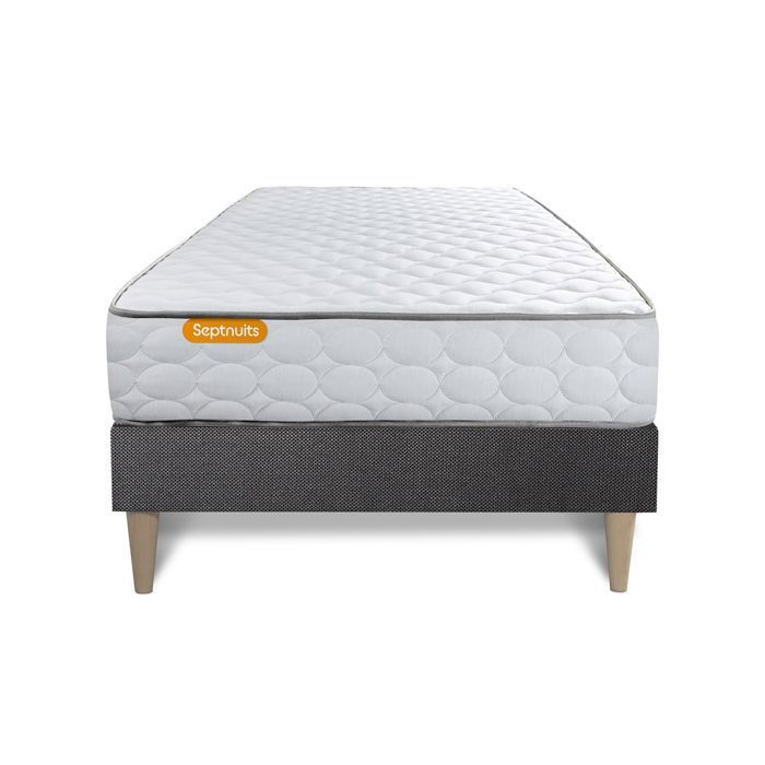 Ensemble sommier matelas 90x190 Memo Mémoire de forme - Septnuits - Très ferme - A lattes - HR