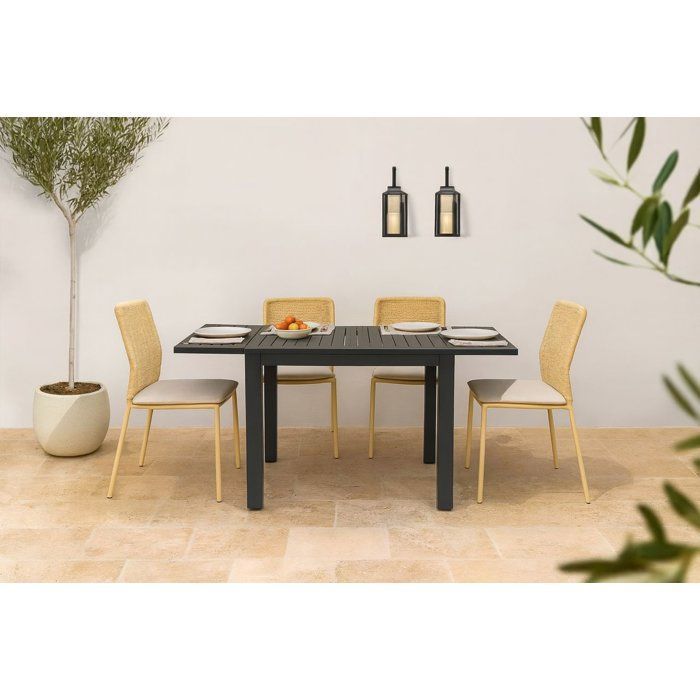 Mesa de jardín extensible SOLOMA para 6 personas - SOLOMA - Aluminio - 80/160 x 80 x 75 cm