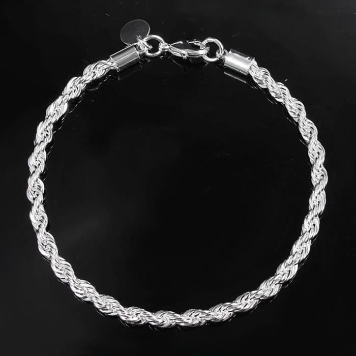 Damenarmband – Legierung – gedrehtes Band – 20 cm – Silber – Geburtstagsgeschenk