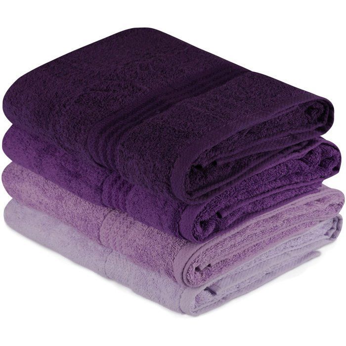Juego de 4 toallas de baño - 70 x 140 cm - Morado
