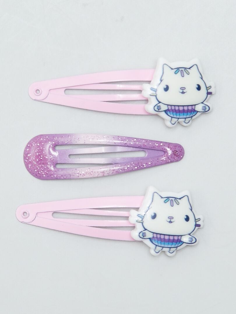 Conjunto de 3 prendedores Click-Clack 'Casa de Bonecas da Gabby' - ROSA