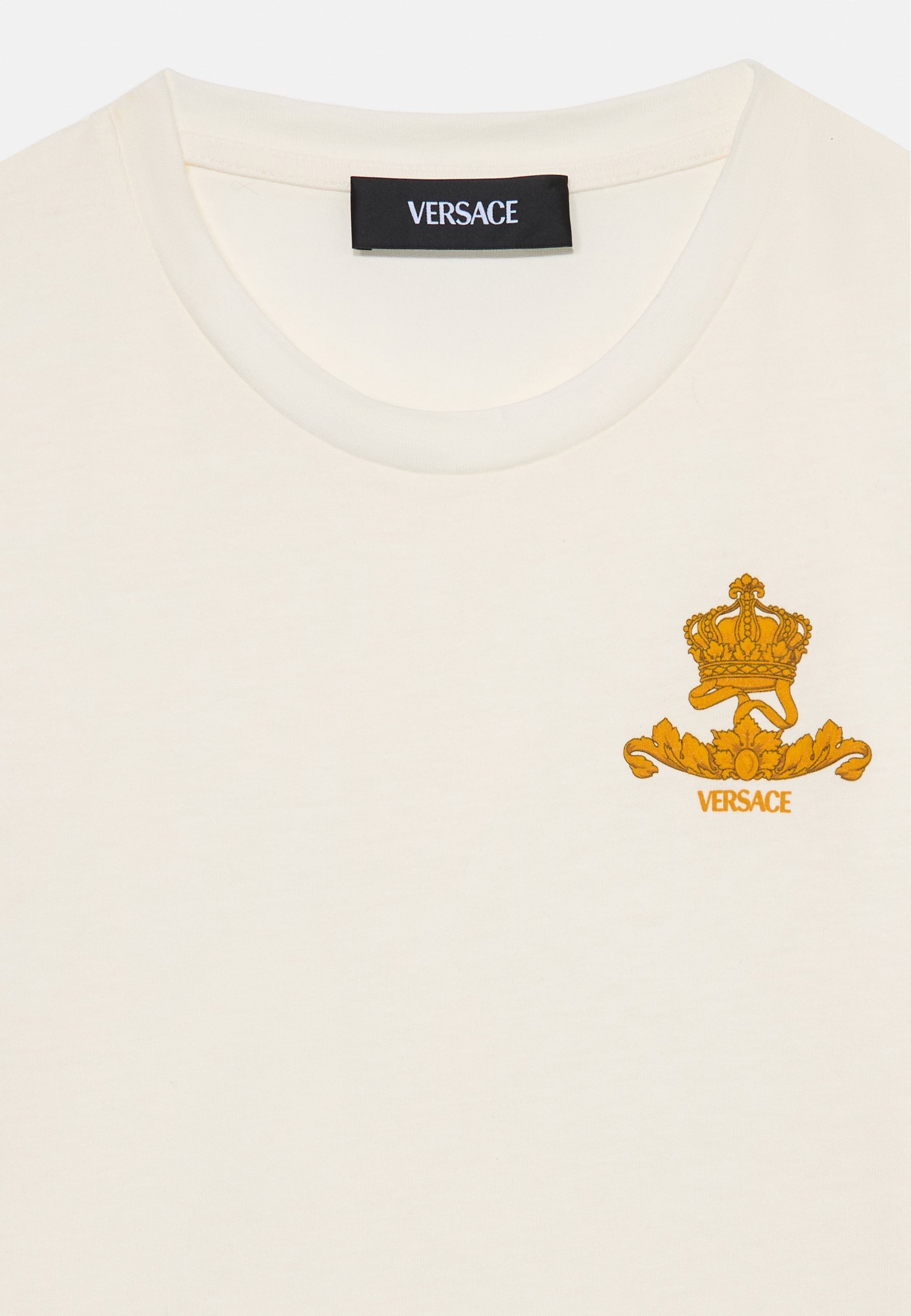Versace BAROCCO CROWN KIDS PRINT UNISEX - T-shirt met print - wit/goudkleurig