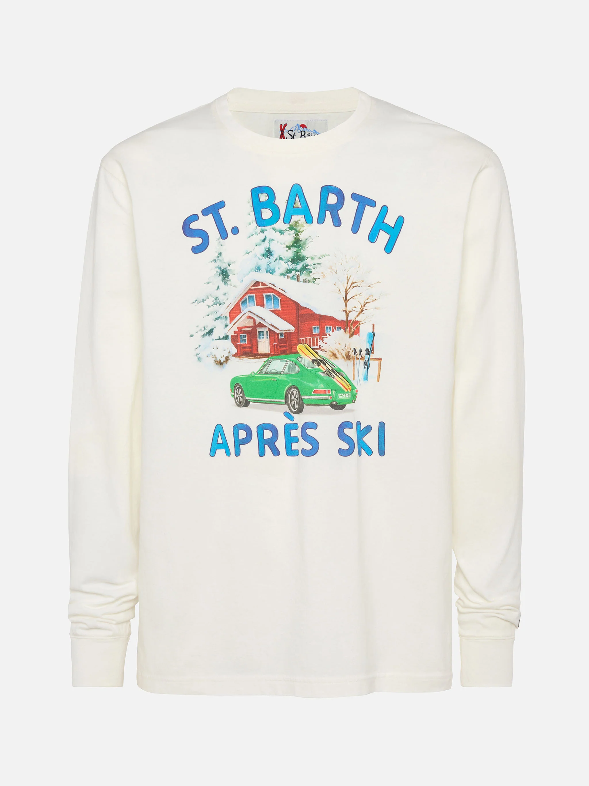 T-shirt d'hiver en coton Luton avec imprimé voiture et chalet