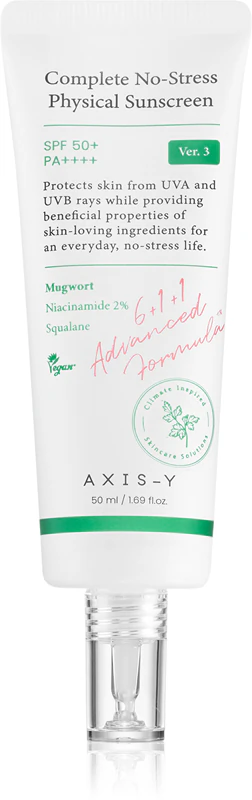 AXIS-Y 6+1+1 Fórmula Avançada Protetor Solar Físico Completo Sem Estresse Creme Facial Leve com Proteção FPS 50+