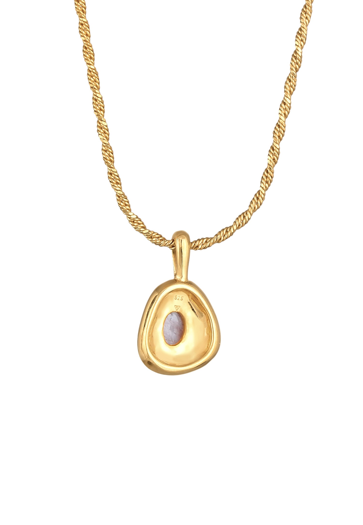 Elli PREMIUM Pendentif femme élégant avec pierre précieuse de quartz en argent sterling 925 plaqué or