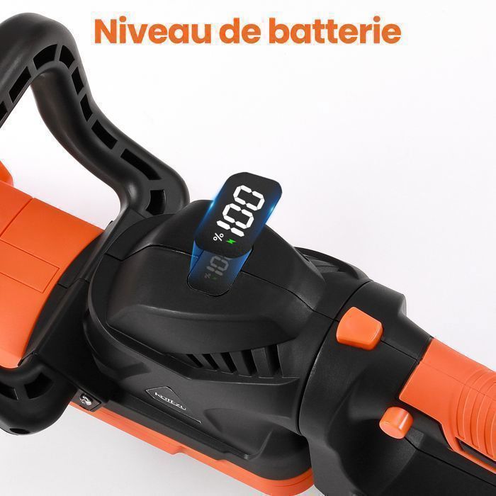 Taille-haies avec 2 Batteries 3Ah Rechargeable, Lame 51cm Double Tranchant, Écartement 15mm, Poignée rotative, Moteur Sans Balais