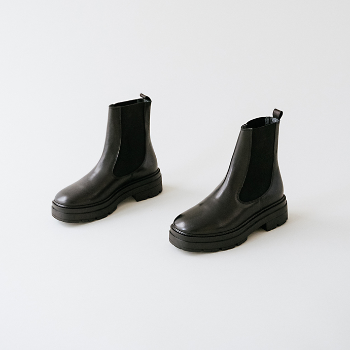 Bottines à plateformes  en cuir noir