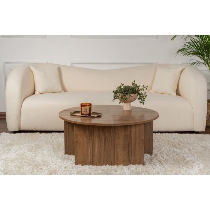Tavolino da caffè - MOIRA - Rotondo - Noce - 90 x 90 x 41 cm