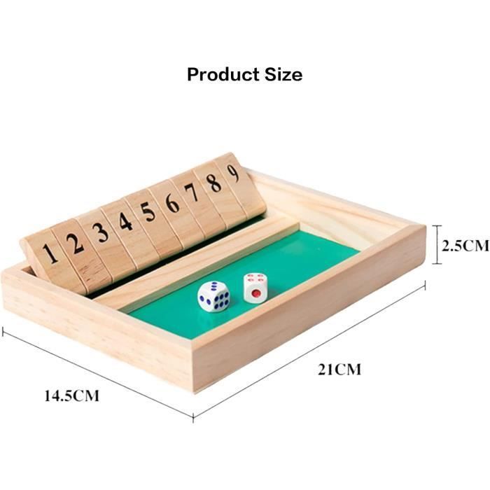 Jeu de société - Shut The Box - Classique - Bois - Jeu de dés - 2 joueurs ou plus