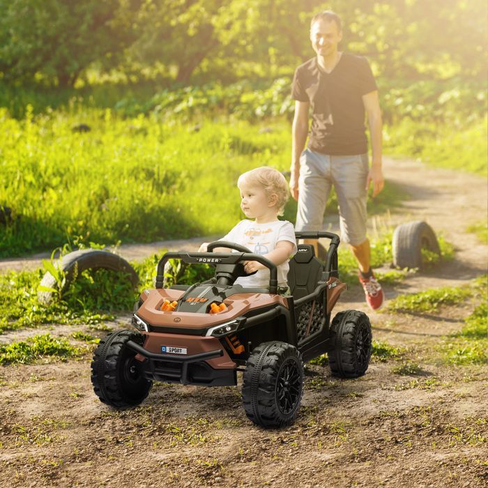 AIYAPLAY elektrische buggy voor kinderen - 2,4 GHz afstandsbediening - 2 x 12V motoren - 2 snelheden - Voor kinderen van 3-5 jaar - Bruin