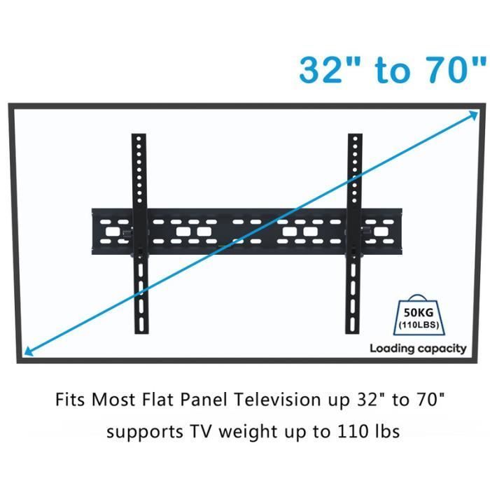 Soporte de pared inclinable para televisores LED, LCD, OLED y de pantalla plana de 32 a 70 pulgadas - Capacidad de carga máxima 50 kg, VESA máximo 400*600 mm