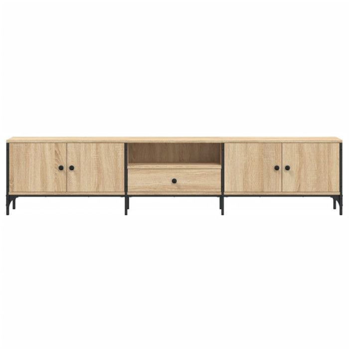 Mobile porta TV vidaXL con cassetti, mobile TV con gambe e ante, mobile TV con vani portaoggetti per soggiorno, stile industriale, rovere 838989