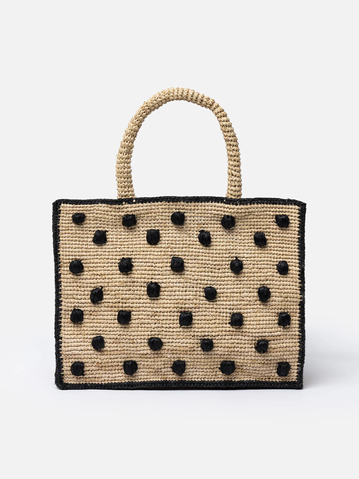 Colette Raffia Handtas – Natuurlijk Beige met Zwarte Polka Dots, Logo Borduurwerk, Milieuvriendelijk en Stijlvol Design, Binnenvak met Rits | MC2 Saint Barth