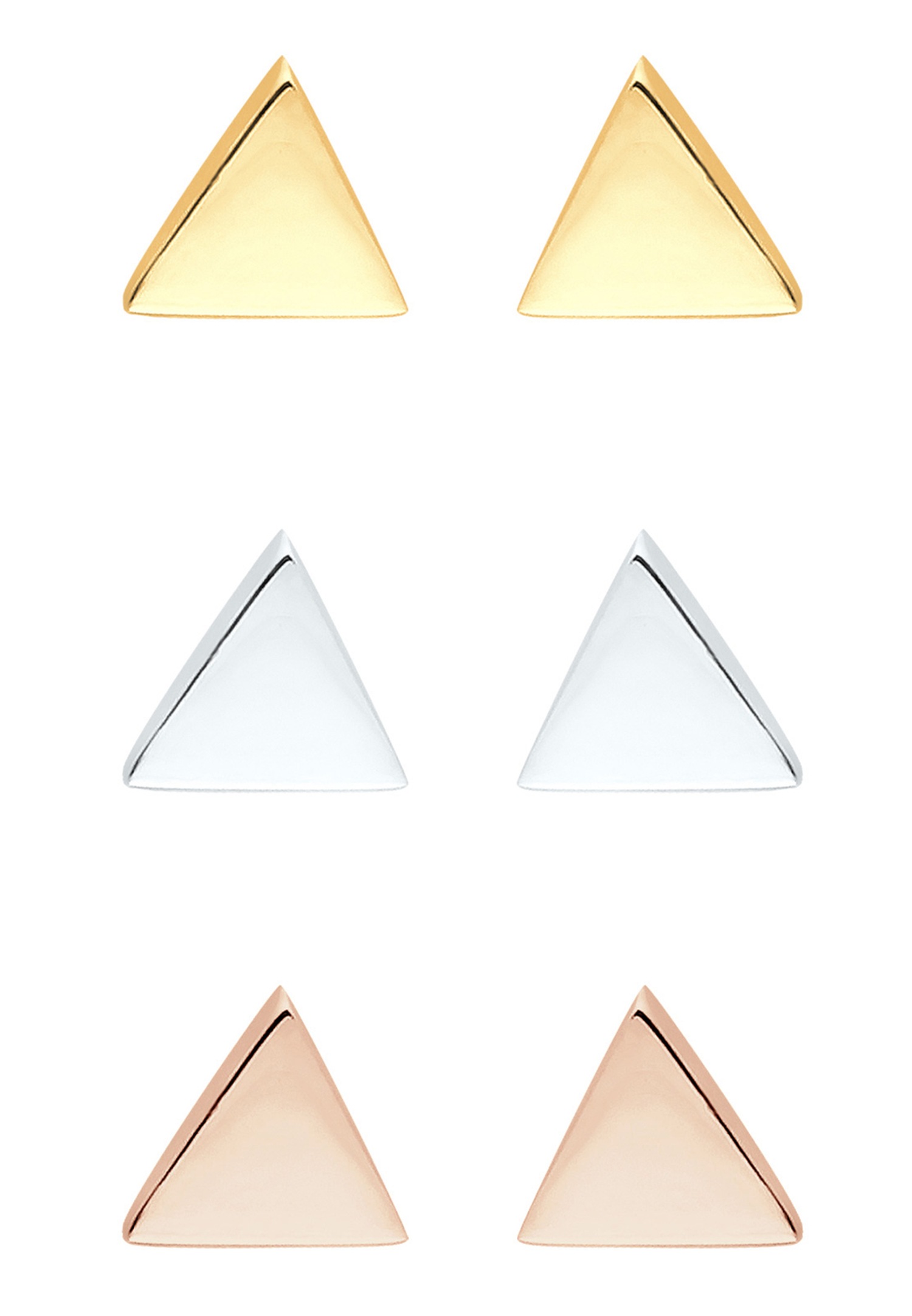 Elli Triangles Trois Couleurs Ensemble Boucles d'Oreilles Femme (925/1000) Argent