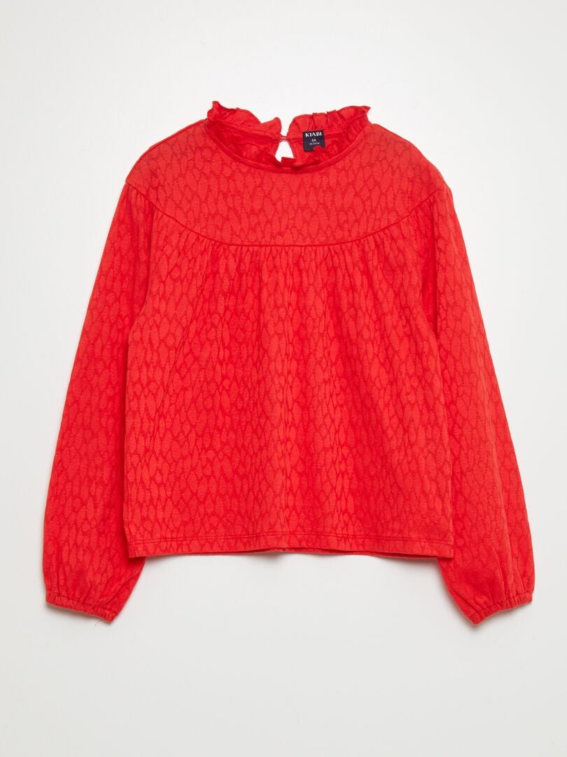 T-shirt met fru-fru - rood