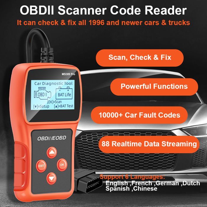 OBD2 autodiagnoseapparaat, scanner, codelezer met OBD-II-functies