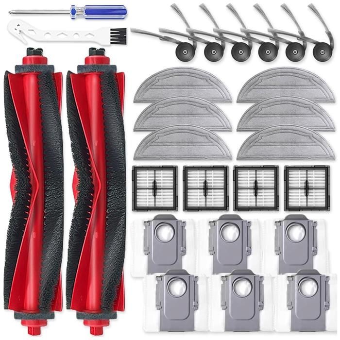 Kit D'Accessoires de Rechange pour Aspirateur Robot pour Roborock Q10 S5/Q10 S5+/Q10 X5/Q10 X5+. Pièces Détachées.