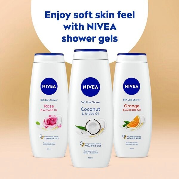 NIVEA Soft Care dušo želė su kokosų ir simondsijų aliejumi<br>500 ml - Normaliai