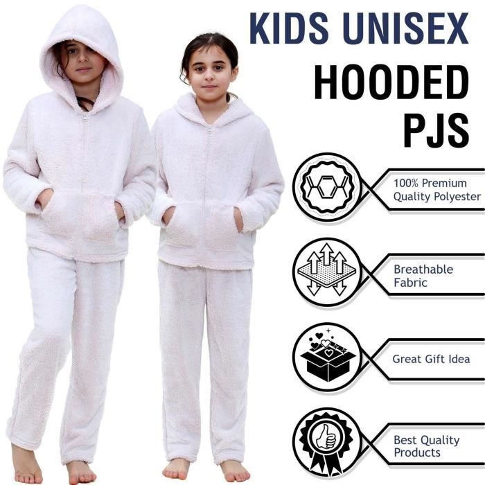 Enfants Filles Garçons Plaine Pile High Zippé Pajamas Mode Épais Pile Toison Vêtement De Nuit Tenue Ensembles Âge 5-13 Ans