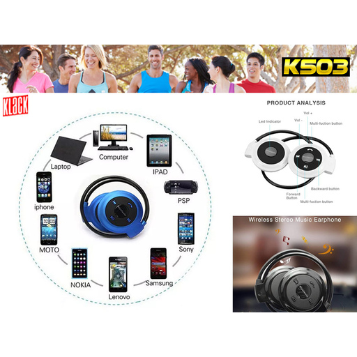  Inalambrico Bluetooth ausinės Radio Fm Tarjeta Sd
