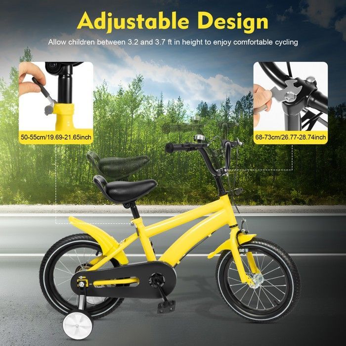 Vélo enfant - (age) - 14 pouces- Sécurisant - Confortable - Freins avant et arrière - Stabilisateurs amovibles  -