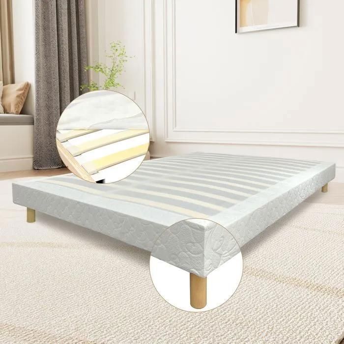 Conjunto de colchón y base de cama - 160x200 cm - Espuma de alta densidad - Antiácaros - Firme