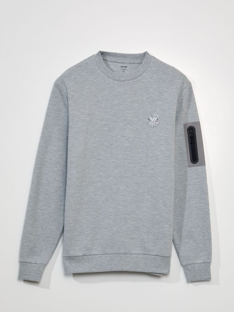 Katoenen piqué sweatshirt - GRIJS