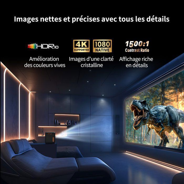 WEMAX Mini 4K Projector - Netflix & Google TV Certified - Native 1080P - WiFi/Bluetooth - Dolby Audio - for Home Cinema/Gaming