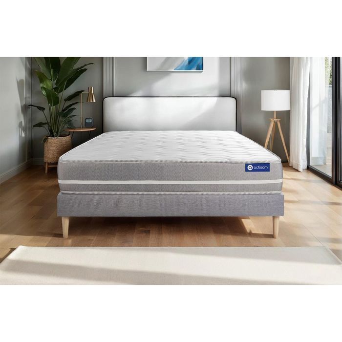 Conjunto de colchón y base de cama de 160x200 cm - Base de cama gris (requiere montaje) - Actilatex Touch