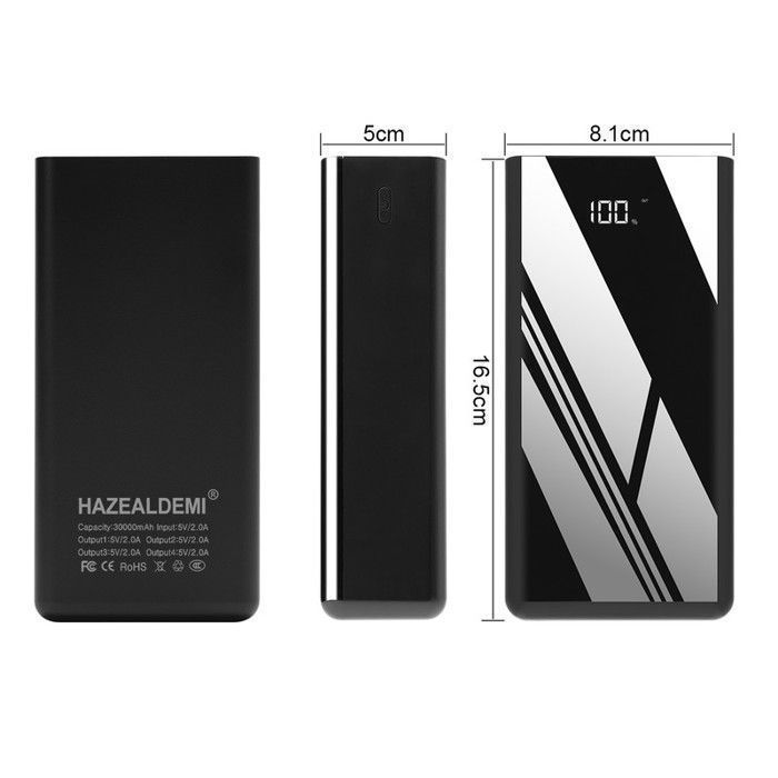 HAZEALDEMI® 50000mAh Batterie Externe,Power Bank,4 Sorties/3 Entrées et LCD Ecran/LED Lampe pour Smartphone