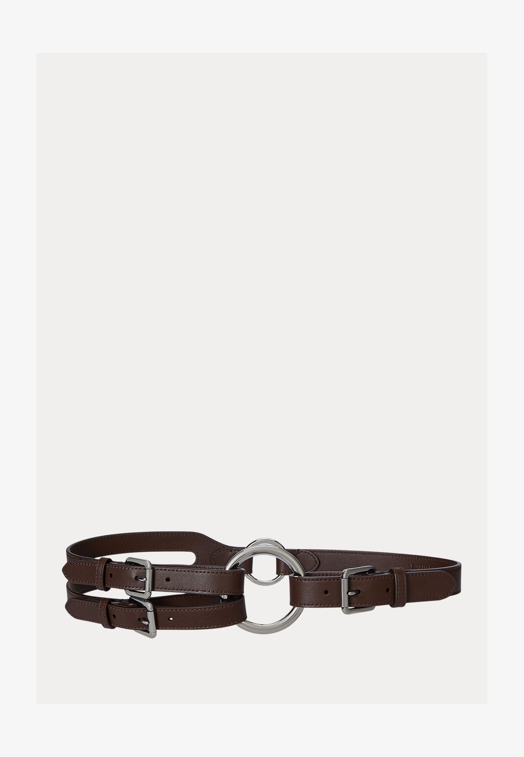Lauren Ralph Lauren TRI STRAP O-RING LEATHER BELT - Pás - black
