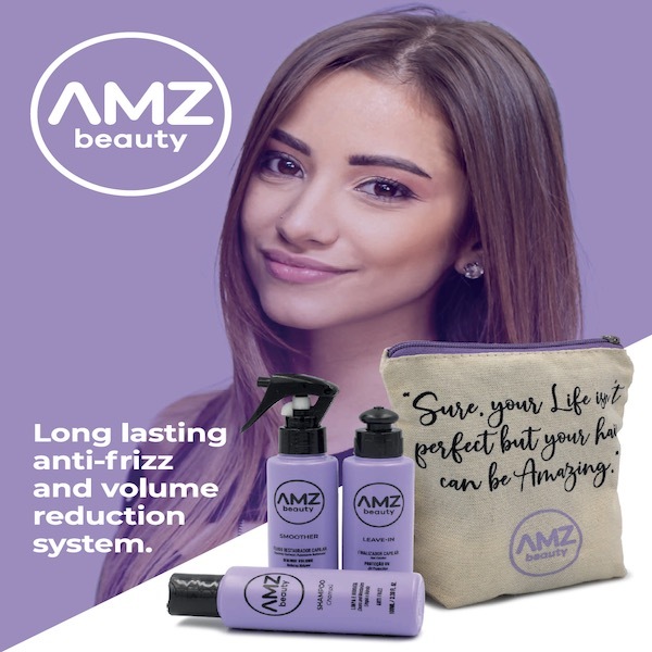 Kit lisciante e stirante per capelli alla cheratina brasiliana AMZ
