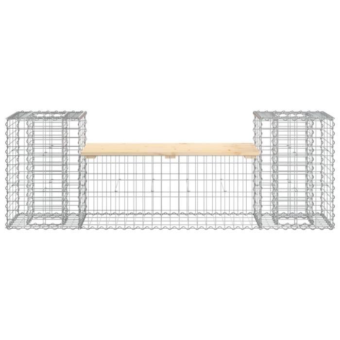 Banco de jardín con diseño de gaviones vidaXL, 183x41x60,5 cm, madera maciza de pino, 834387
