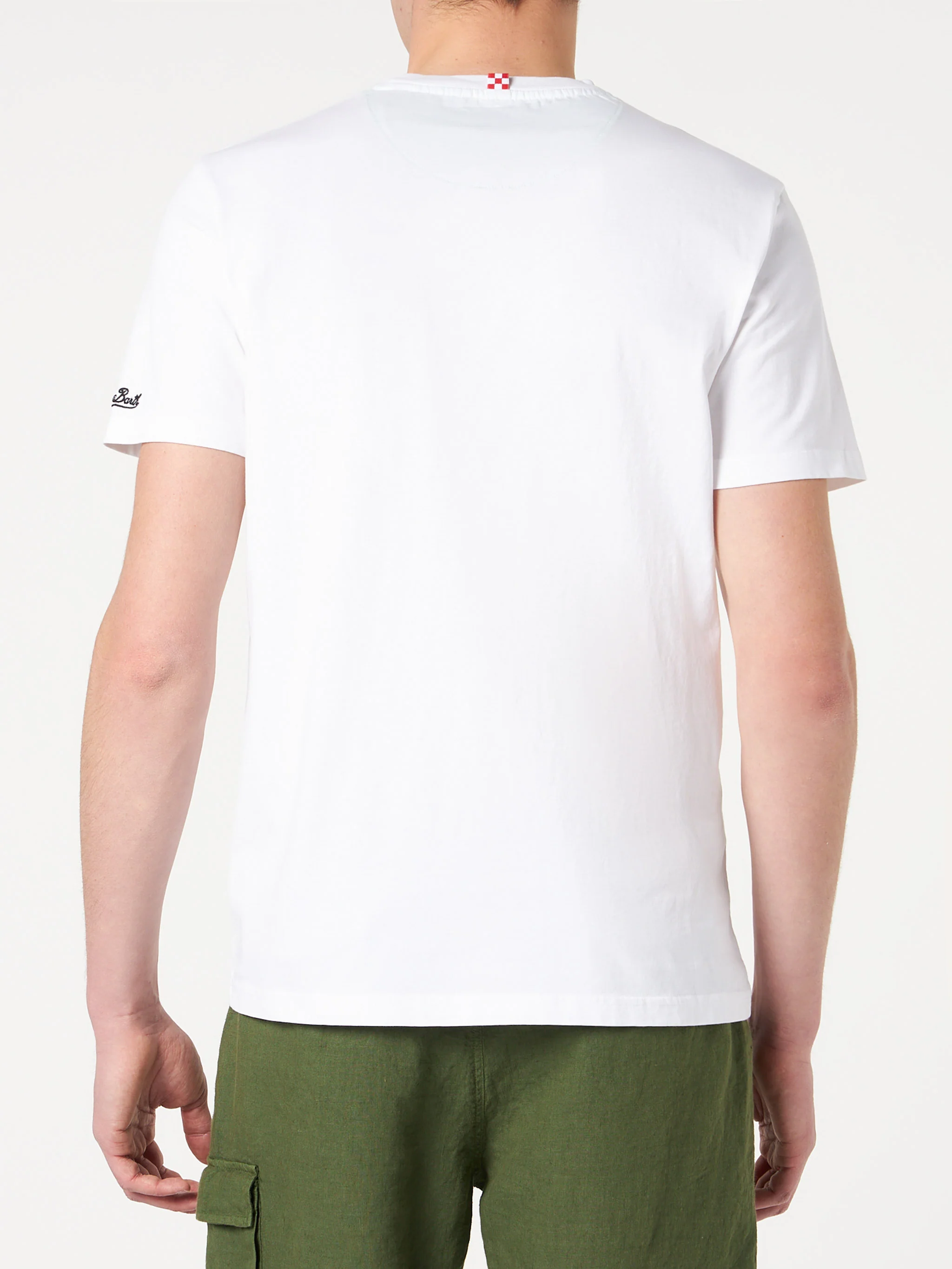 Heren katoenen T-shirt met groene bandana-zak