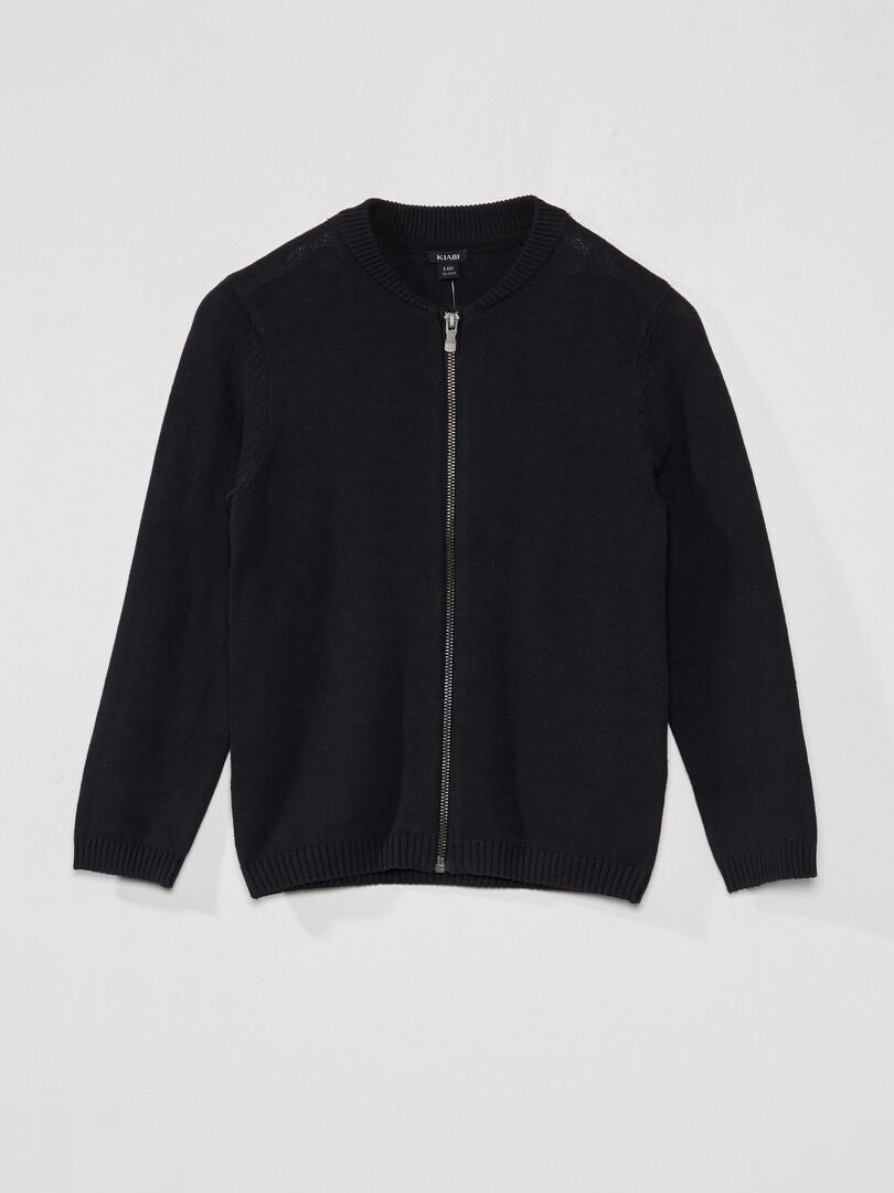 Gebreid vest met ritssluiting - Zwart