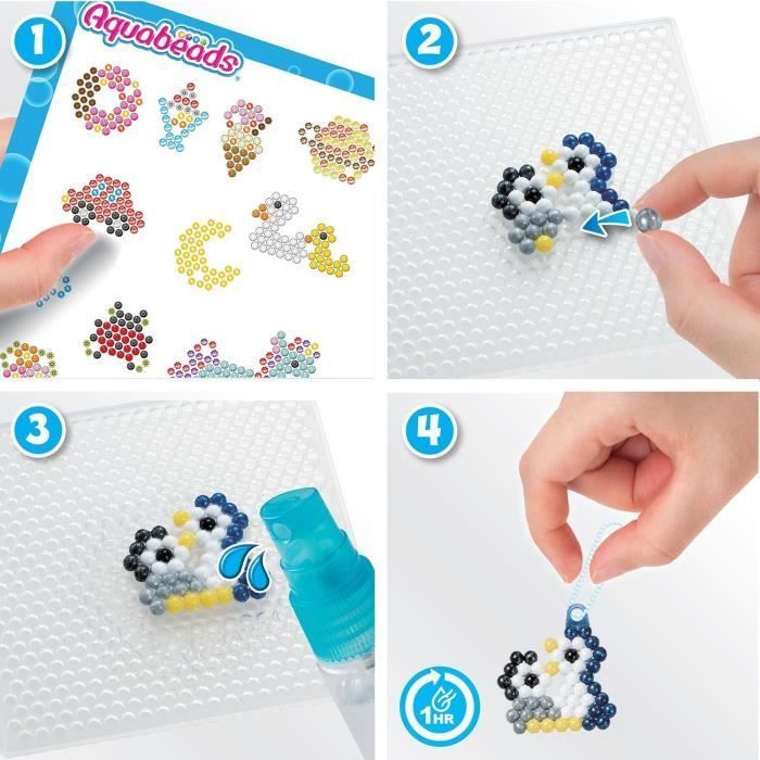 Kit creativo Aquabeads My Keychains and Hanging Decorations, con perline che si attaccano all'acqua, codice 35025, età 4+