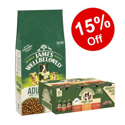 24 kg James Wellbeloved Trocken- und Nassfutter für Hunde – 15 % Rabatt!*