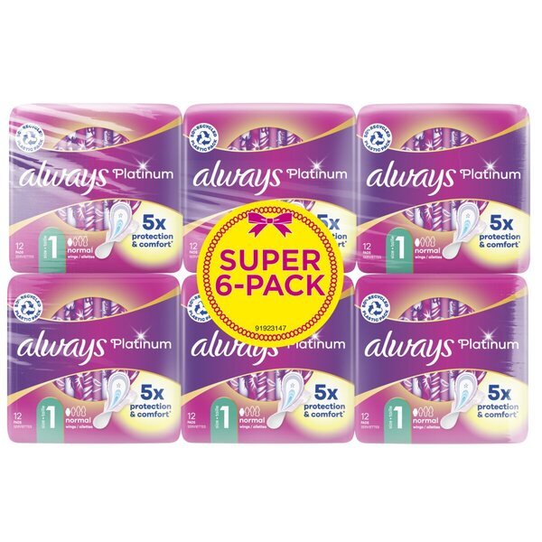 Always Platinum Super higienski vložki<br>6 x 12 kosov