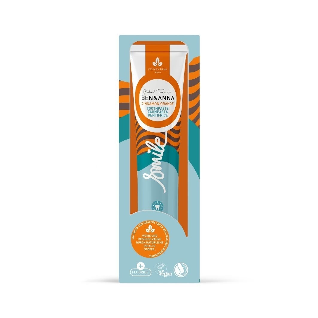 Otroška zobna pasta Ben & Anna Smile s fluoridom, cimet in pomaranča - 75 ml