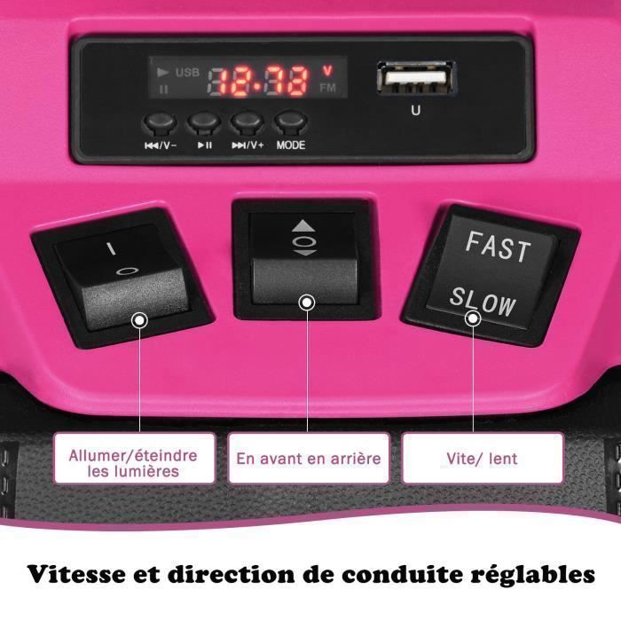 Quad eléctrico GOPLUS para niños - 2 velocidades (2,8-5 km/h) - Faro, claxon y reproductor de MP3 - Arranque suave - Rosa