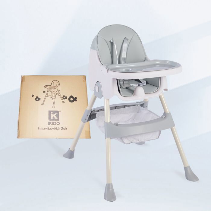 K IKIDO Baby Kinderstoel, Opvouwbare Stoel, Verstelbare Kinderstoel, Van 6 maanden tot 3 jaar (15 kg) - Grijs