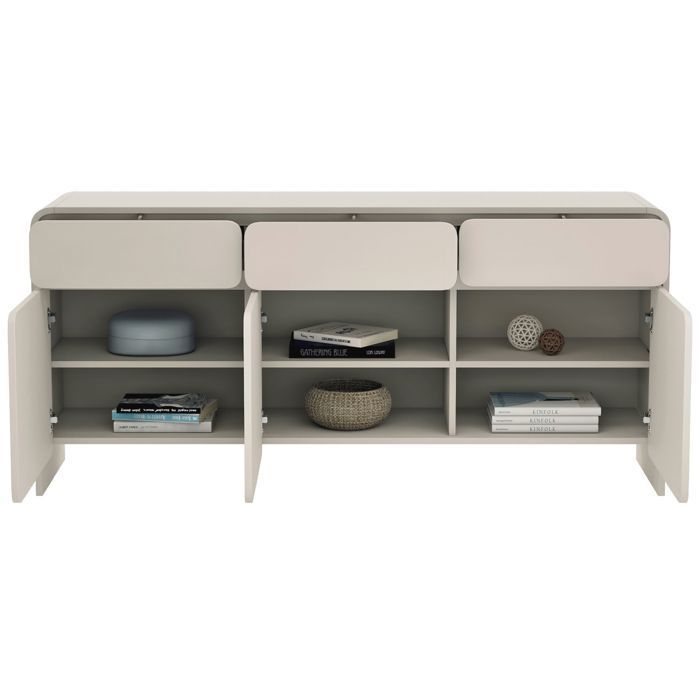 Buffet 3 portes avec 3 tiroirs – LUMMO – 156 cm – gris cachemire