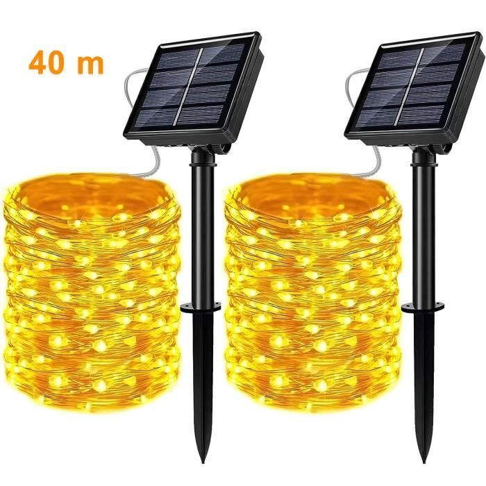 Guirnalda de luces - ABURNUDREY - 40 m - 400 LED - 8 modos - Blanco cálido - Paquete de 2